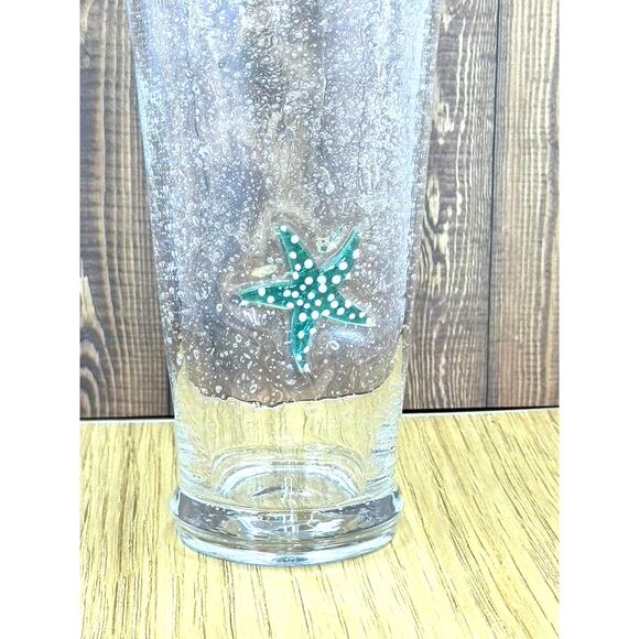 Starfish Handblown Glass Tumbler, Nautical, Ocean, Bubbles - Picture 2 of 5